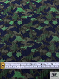 Italian Abstract Textured Brocade - Green / Army Green / Navy