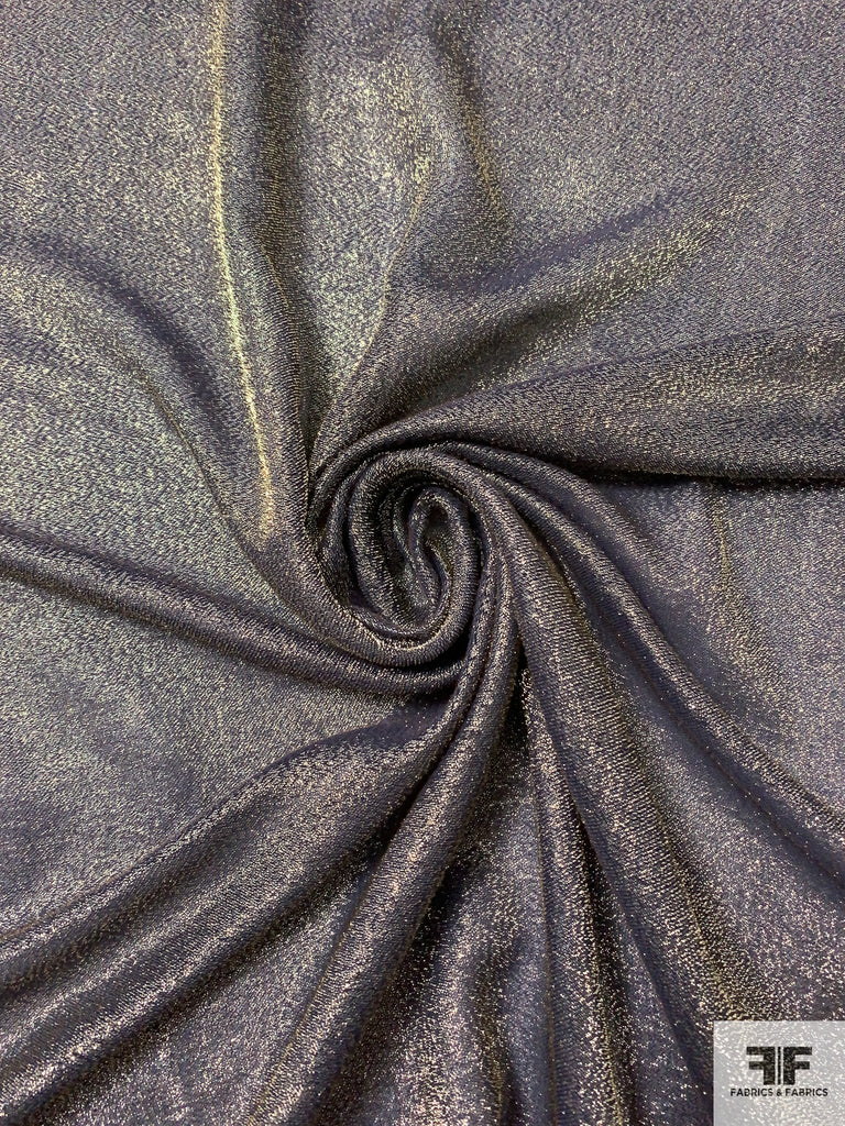 Glam Lamé Silk Chiffon - Gold Navy 