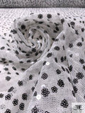Ditsy Floral Sequins Stitched on Mesh - Off-White / Black