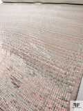 Brushstroke Striped Pixelated Metallic Brocade - Rose Gold / Minty Seafoam