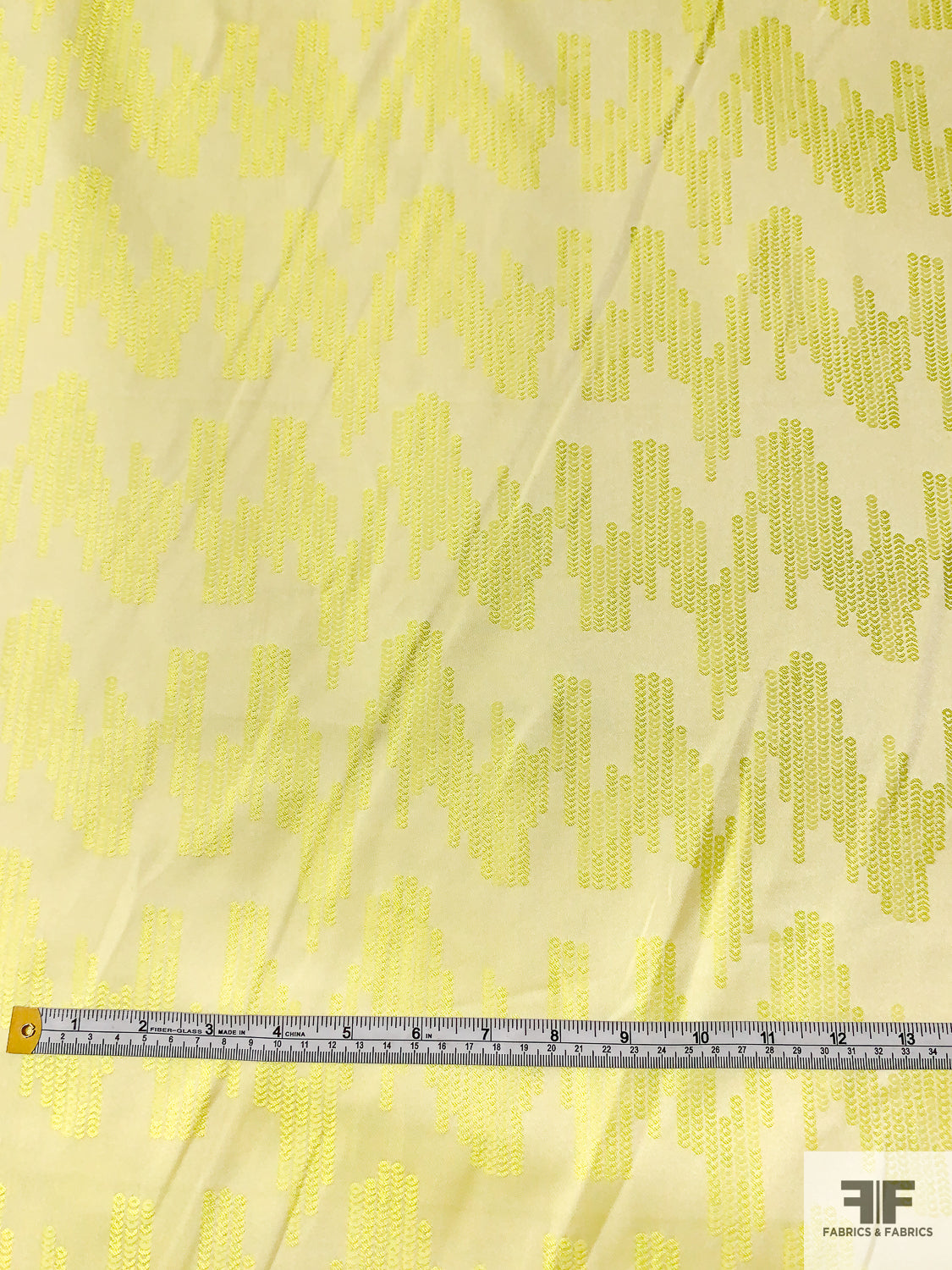 Charting Inspired Lightweight Satin-Mikado Jacquard - Bright Yellow