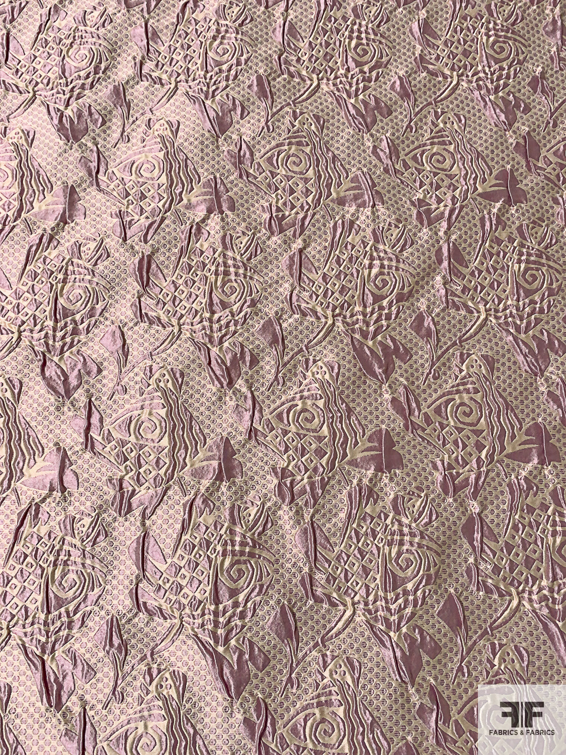 Italian Fish-Inspired Textured Brocade - Dusty Lilac / Light Ecru