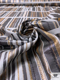 Italian Gradient Lines Raffia-Like Lamé Brocade - Gold / Silver / Light Grey / Dark Grey