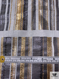 Italian Gradient Lines Raffia-Like Lamé Brocade - Gold / Silver / Light Grey / Dark Grey