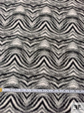 Italian Hazy Ripple Lines Stretch Brocade - Black / Light Cream