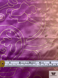 Regal Floral Foil Printed Silk Charmeuse - Purple / Camel / Brown / Gold