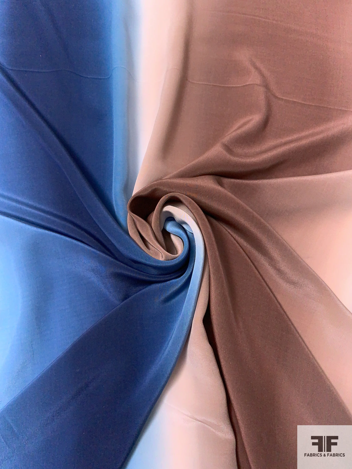 Ombré Printed Silk Crepe de Chine - Black / Brown / Blue / Off-White