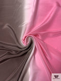 Ombré Printed Silk Crepe de Chine - Bubblegum Pink / Brown / Off-White