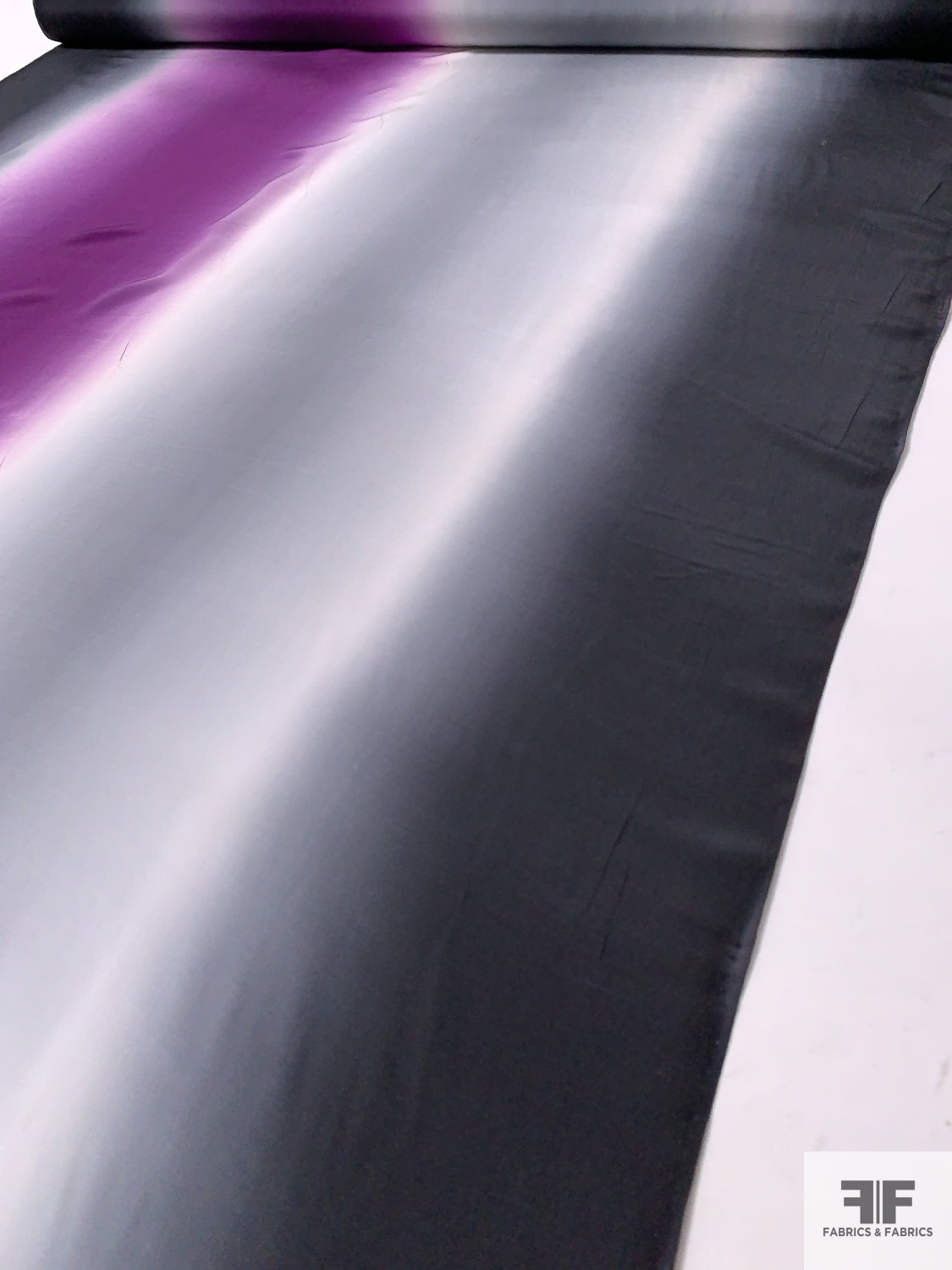 Ombré Printed Silk Crepe de Chine - Black / Grey / Purple