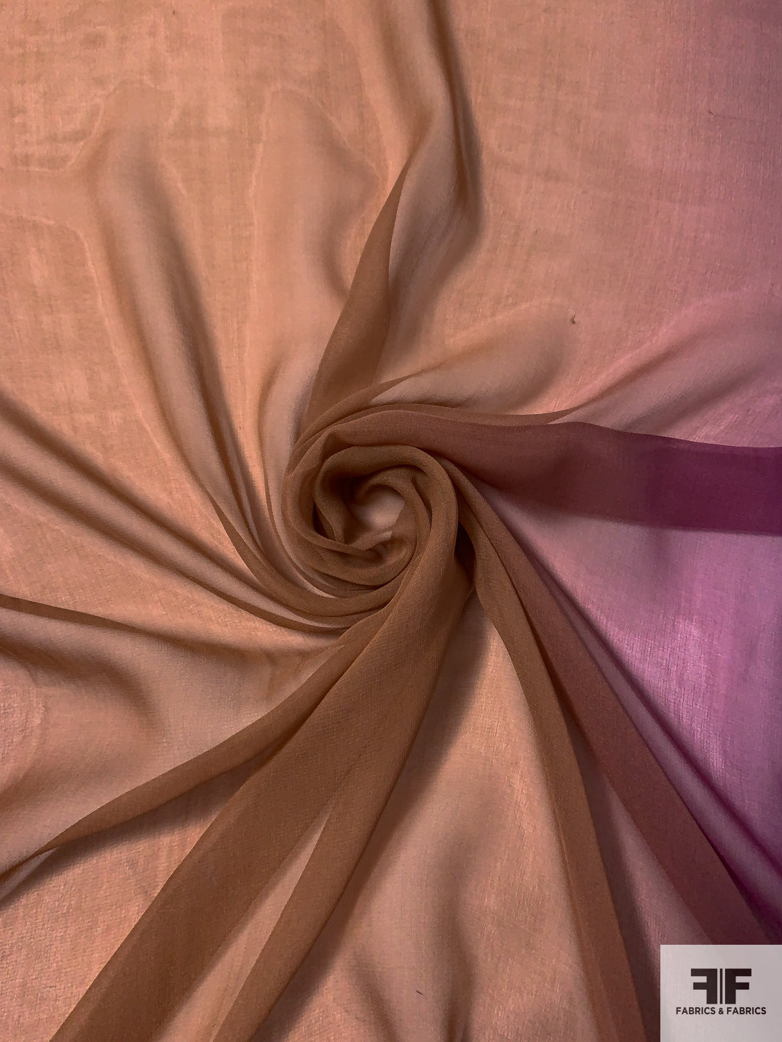 Ombré Printed Silk Chiffon - Navy / Purple / Tan / Brown
