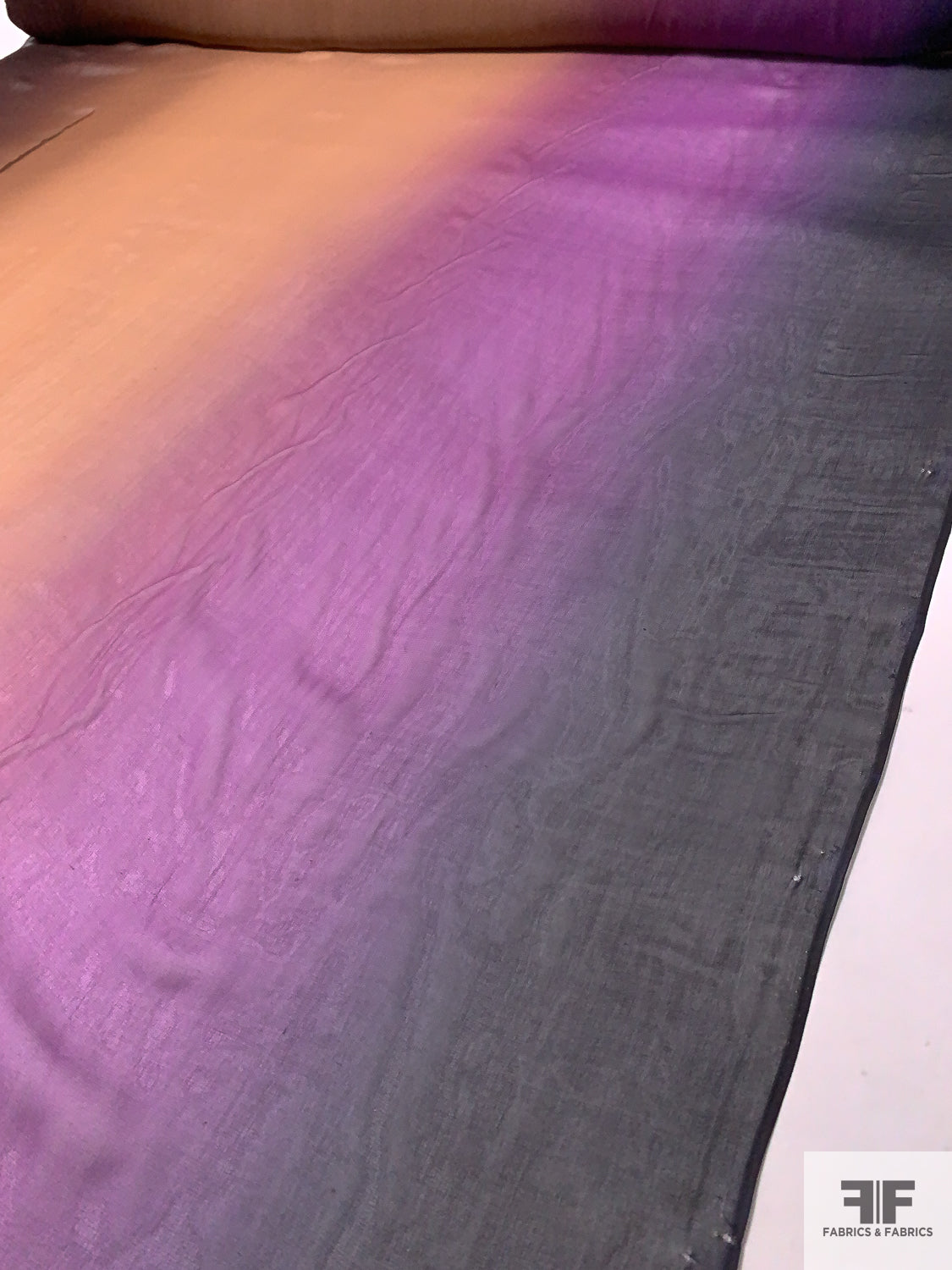 Ombré Printed Silk Chiffon - Navy / Purple / Tan / Brown