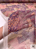 Floral Collage Printed Silk Chiffon - Purple / Dusty Rose / Brown / Blush