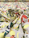 Leaf Vine Embroidered and Printed Cotton Lawn - Yellow / Multicolor