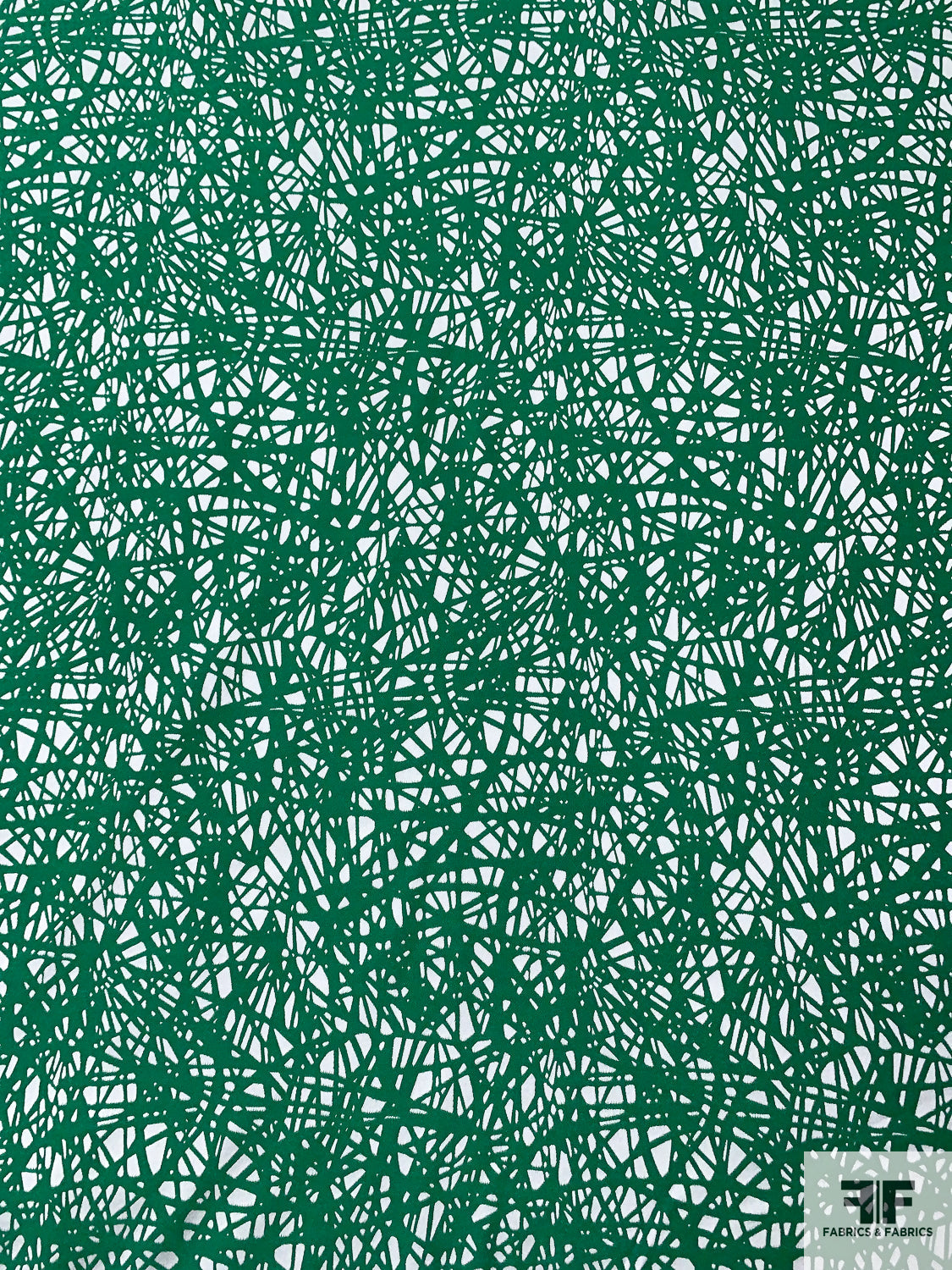 Web Lines Stretch Brocade - Green / White