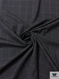 Italian Glen Plaid Windowpane Wool Suiting - Dark Grey / Black