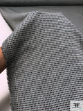 Italian Micro Box Grid Slightly Textured Wool Suiting - Light Grey / Black