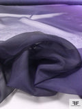 Italian Ruffo Coli and Pamella Roland Ombré Printed Polyester Chiffon - Dark Purple