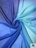 Italian Ruffo Coli and Pamella Roland Ombré Printed Polyester Chiffon - Shades of Blue / Purple