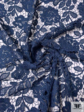 Pamella Roland Double-Scalloped Floral Guipure Lace with Light Cording - Dusty Navy