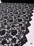Pamella Roland Double-Scalloped Floral Guipure Lace with Light Cording - Black
