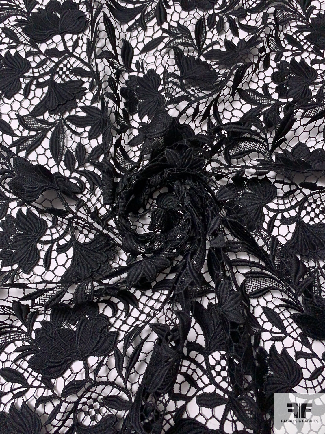 Black Polyester Lace Fabric by The Yard (100% Polyester)
