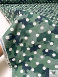 Camouflage Polka Dot Printed Cotton Lawn - Shades of Green / Dusty Navy / Off-White