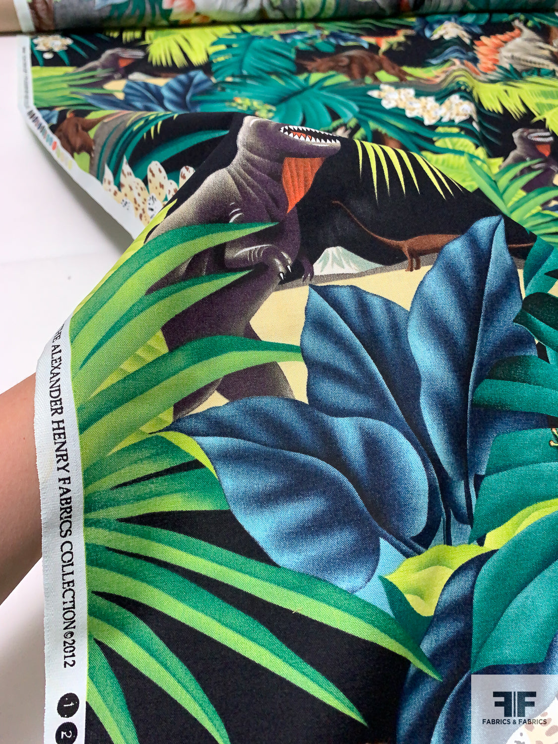 Tropical Jurassic Printed Cotton Lawn - Greens / Blues / Multicolor