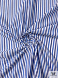 Vertical Striped Cotton Shirting - Blues / White