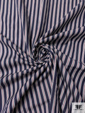 Vertical Striped Cotton Shirting - Navy / Maroon / Off-White