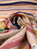 Brushstroke Striped Printed Linen - Natural / Multicolor