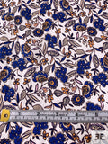 Floral Printed Stretch Cotton Sateen - Blue / Marigold / Beige / Off-White