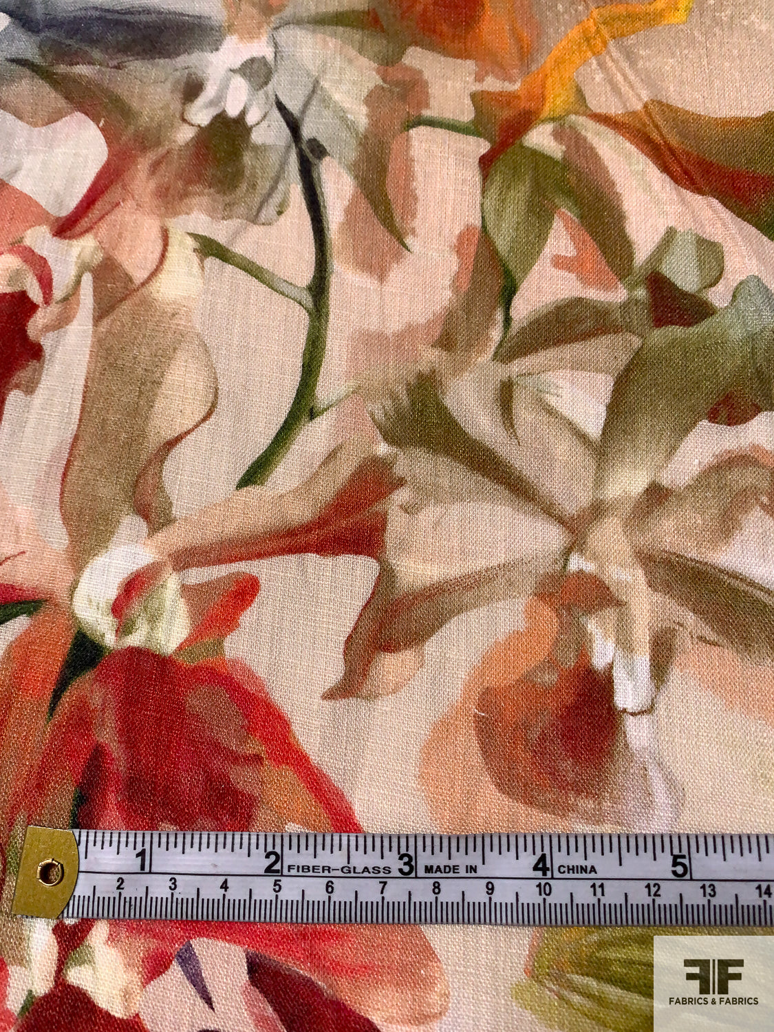 Watercolor Floral Printed Linen - Earthy Multicolor