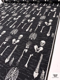 Skeleton Parts Labeled Printed Fused Cotton Lawn - Black / Ivory