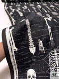 Skeleton Parts Labeled Printed Fused Cotton Lawn - Black / Ivory