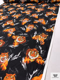 Tigers Printed Cotton Lawn - Fire Orange / Black / White