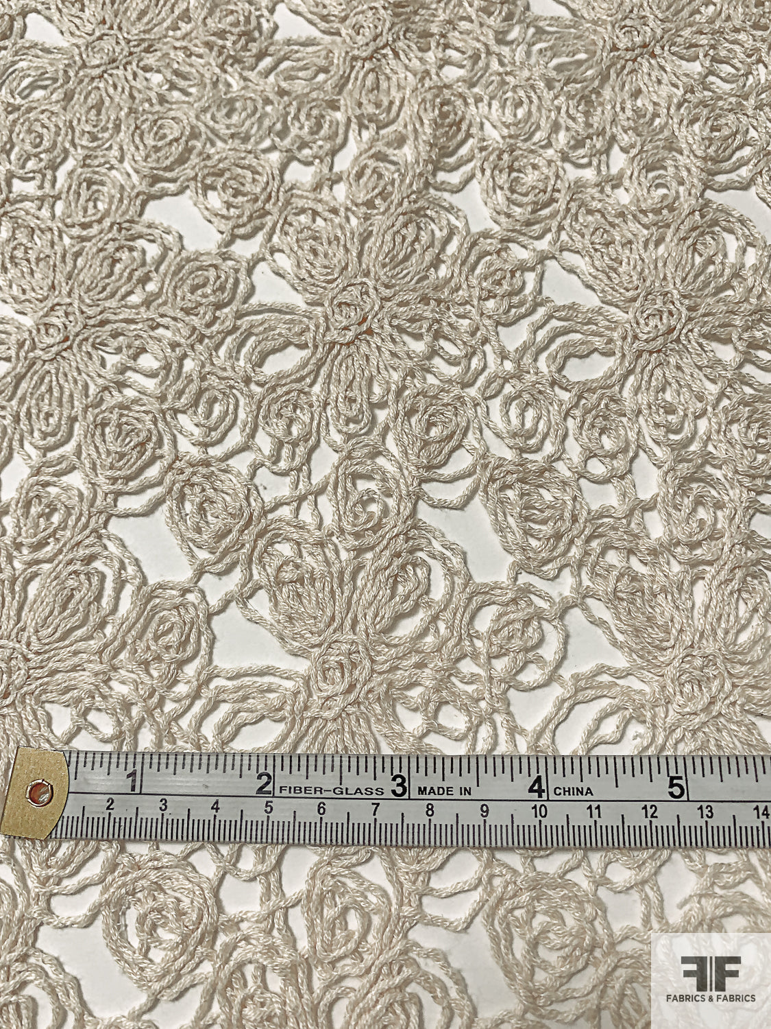Italian Floral Novelty Crochet Lace - Natural Beige