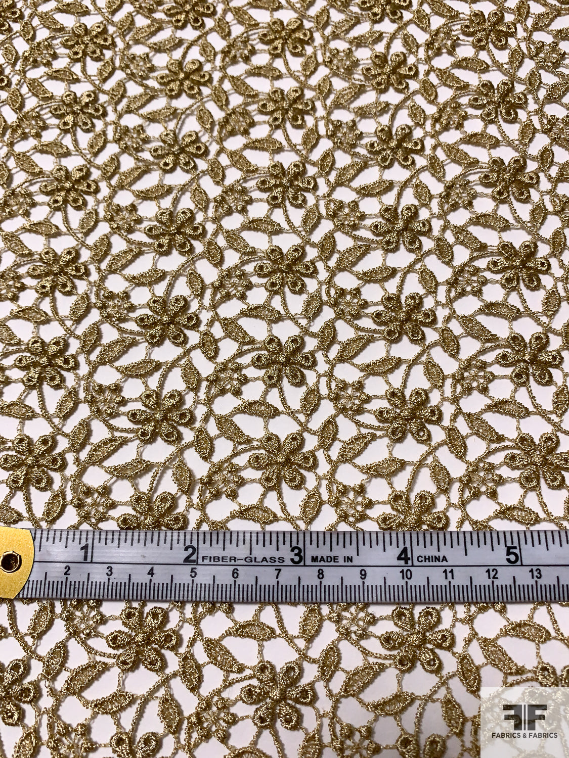 Double-Scalloped Floral Guipure Lace - Olive Gold