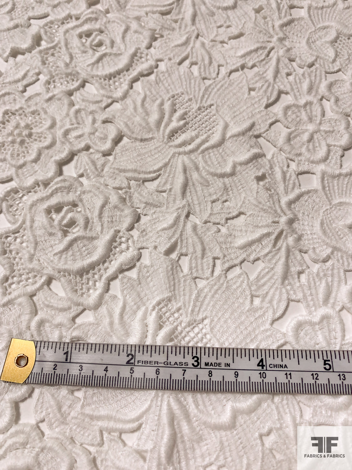 Double-Scalloped Floral Guipure Lace - Off-White