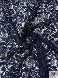 Double-Scalloped Leaf Guipure Lace - Navy