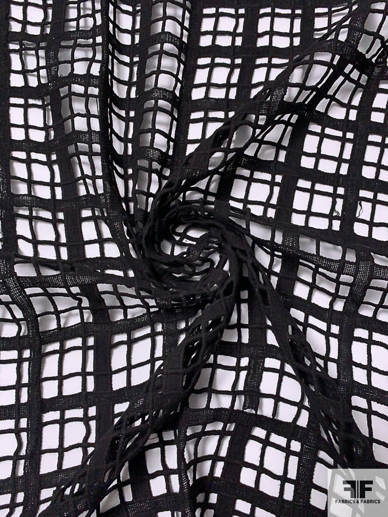 Windowpane Grid Guipure Lace - Black | FABRICS & FABRICS – Fabrics ...