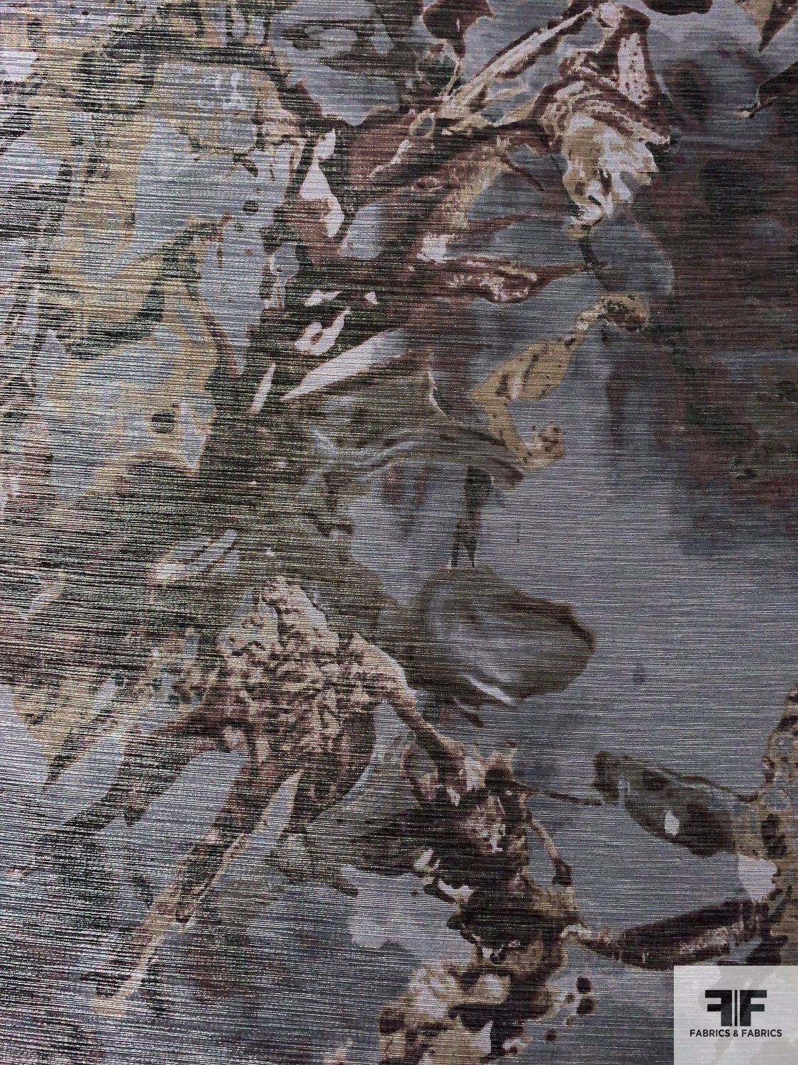 Italian Abstract Printed Faille Brocade - Grey / Smoky Tones