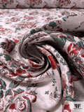 Floral Textured Brocade - Light Grey / Icy Light Pink / Dark Sage / Maroon