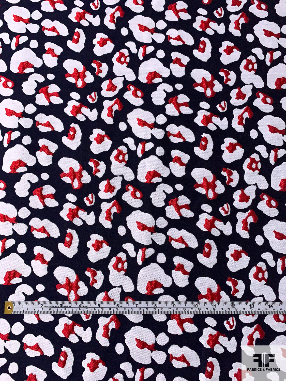 Animal Pattern Brocade - Navy / Red / White