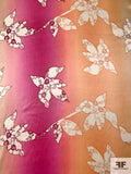 Sunset Leaf Graphic Printed Silk Charmeuse - Orange-Peach / Pink / Tan