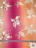 Sunset Leaf Graphic Printed Silk Charmeuse - Orange-Peach / Pink / Tan