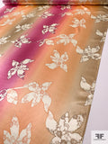 Sunset Leaf Graphic Printed Silk Charmeuse - Orange-Peach / Pink / Tan