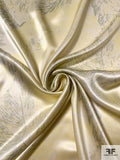 Feathery Leaf Printed Silk Charmeuse - Light Yellow / Sage