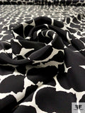 Animal Pattern Inspired Matte-Side Printed Silk Charmeuse - Black / Off-White