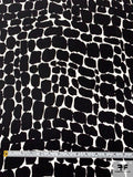 Animal Pattern Inspired Matte-Side Printed Silk Charmeuse - Black / Off-White