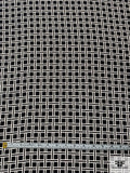 Boxy Basketweave Matte-Side Printed Silk Charmeuse - Black / Off-White